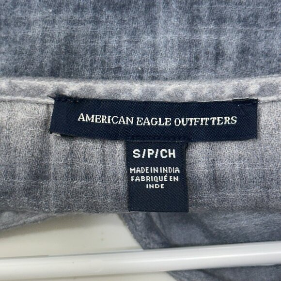 American Eagle Sleeveless Tiered V-Neck Tunic Top SZ S Dyed Gray Cotton Blend - Picture 4 of 9